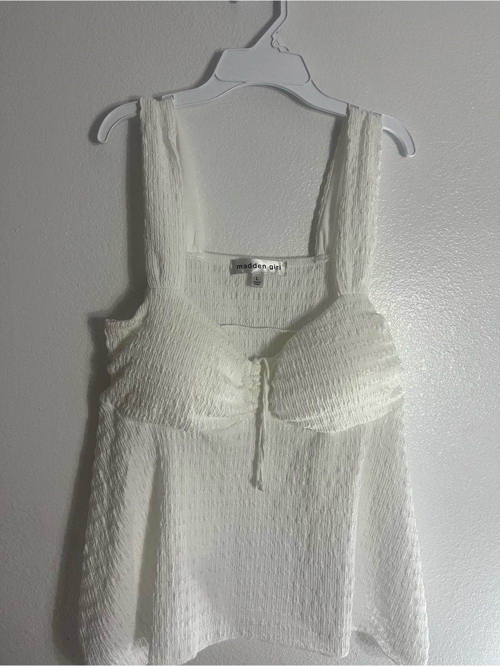 Madden Girl White Textured Ruched Bust Tank